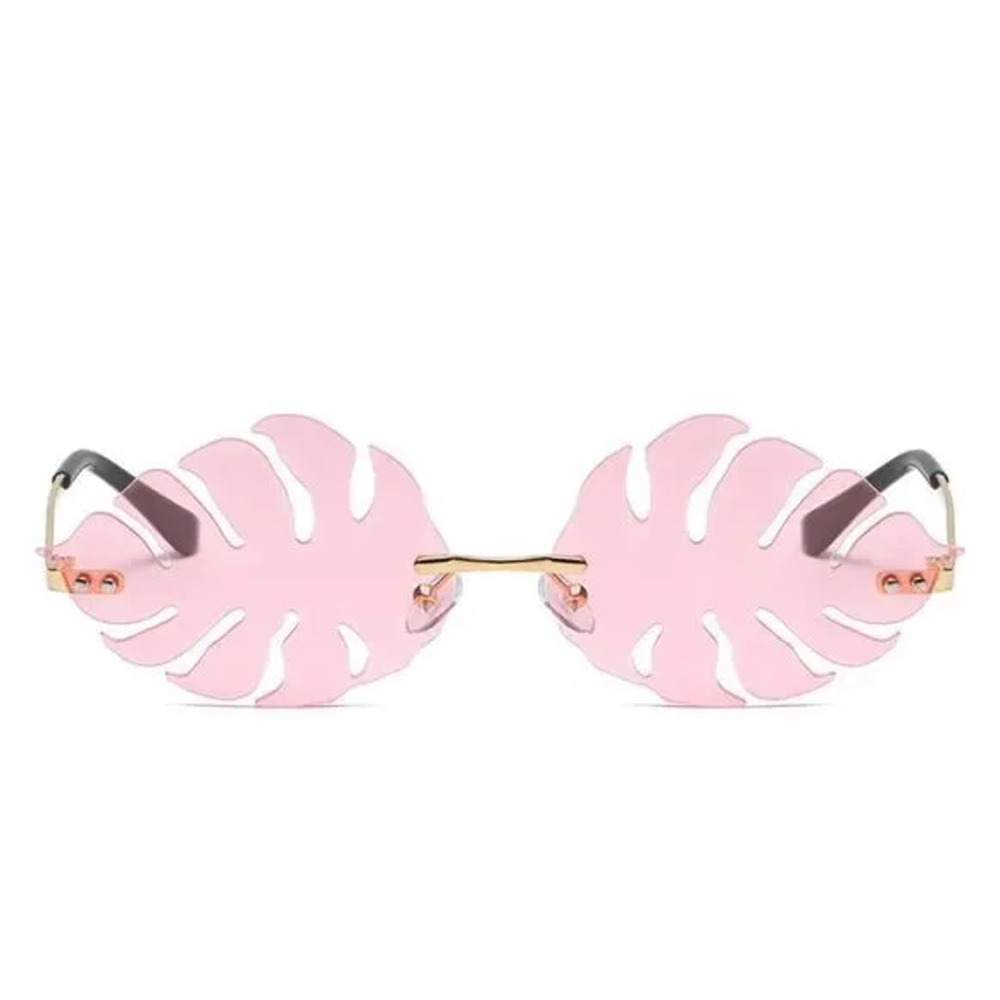 6172 | Pink Rimless Leaf Novelty Sunglasses